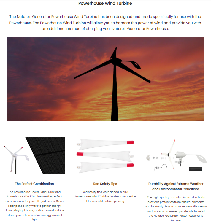 Nature's Generator Powerhouse Wind Turbine